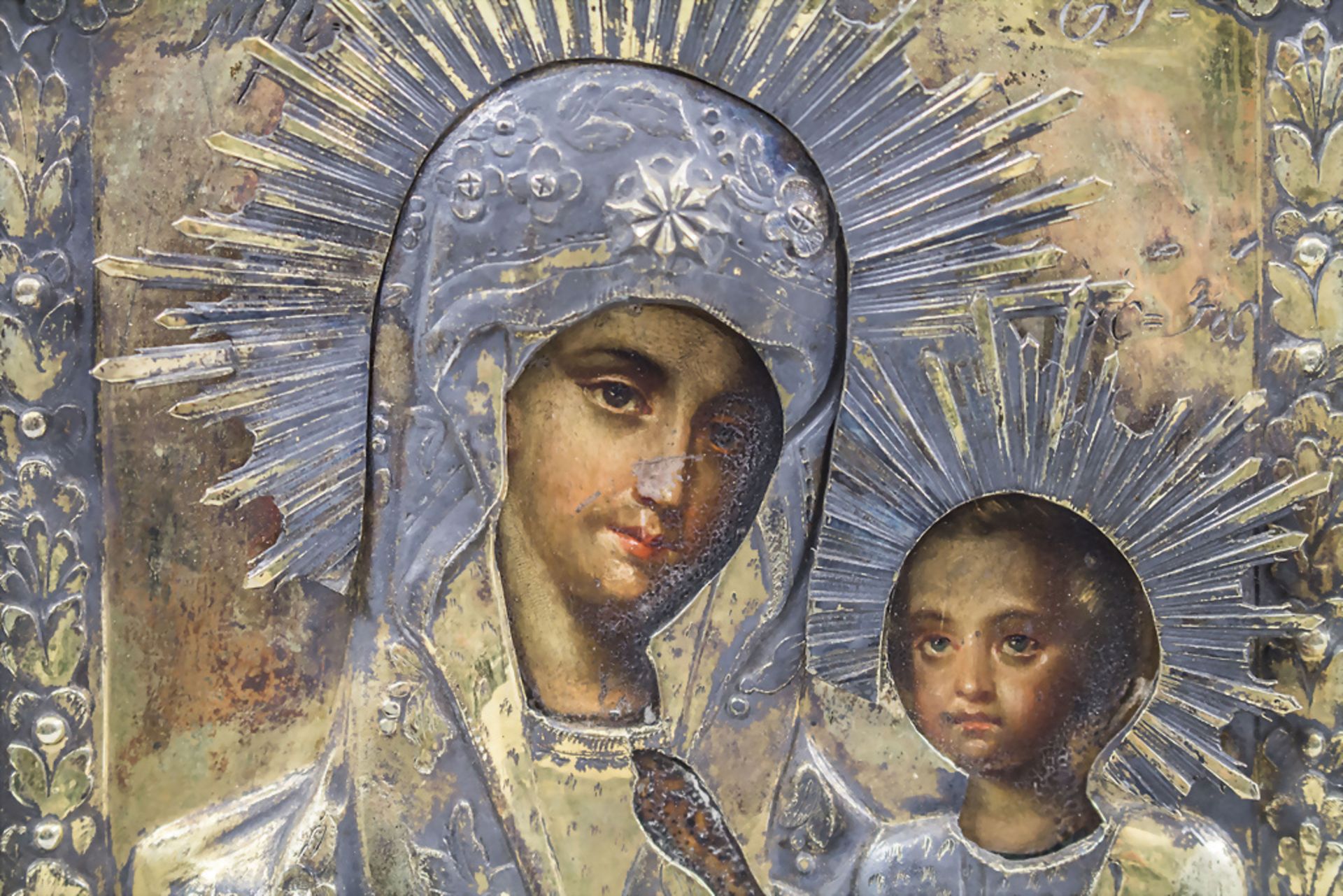 Madonnen Ikone 'Gottesmutter von Kasan' / Icon 'Mother Mary of Kasan', wohl 19. Jh. - Image 2 of 5