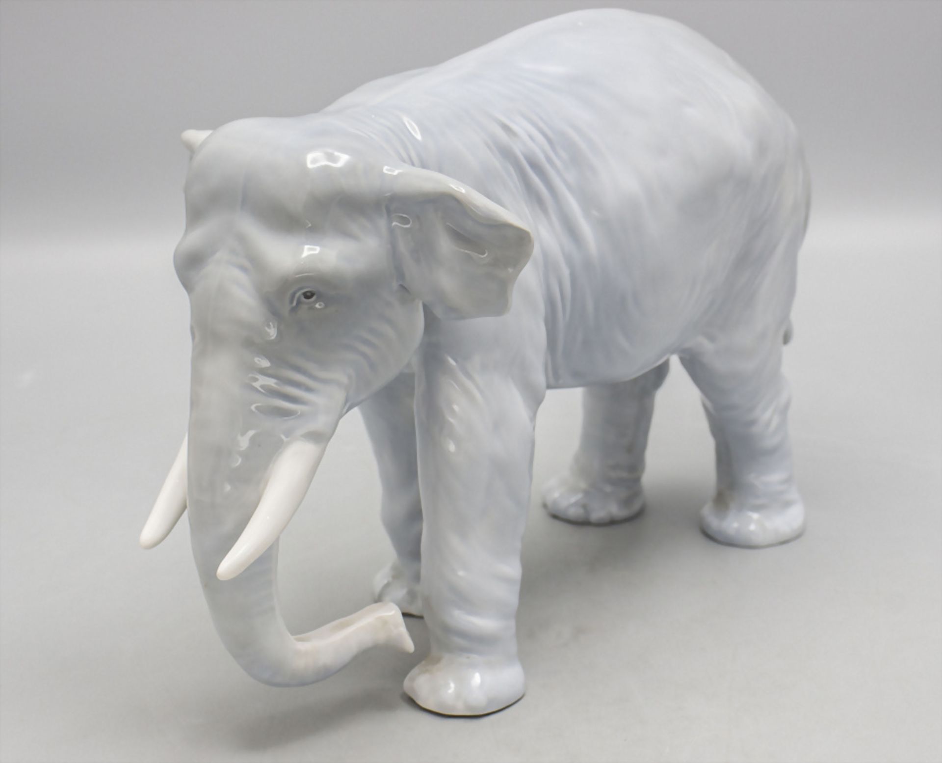 Tierfigur 'Asiatischer Elefant'' / A procelain animal figure of an Asian elephant, E. Pfeffer, ...