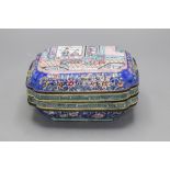 Kantonemail-Deckeldose / An enamelled lidded box, China, Qing-Dynastie (1644-1911)