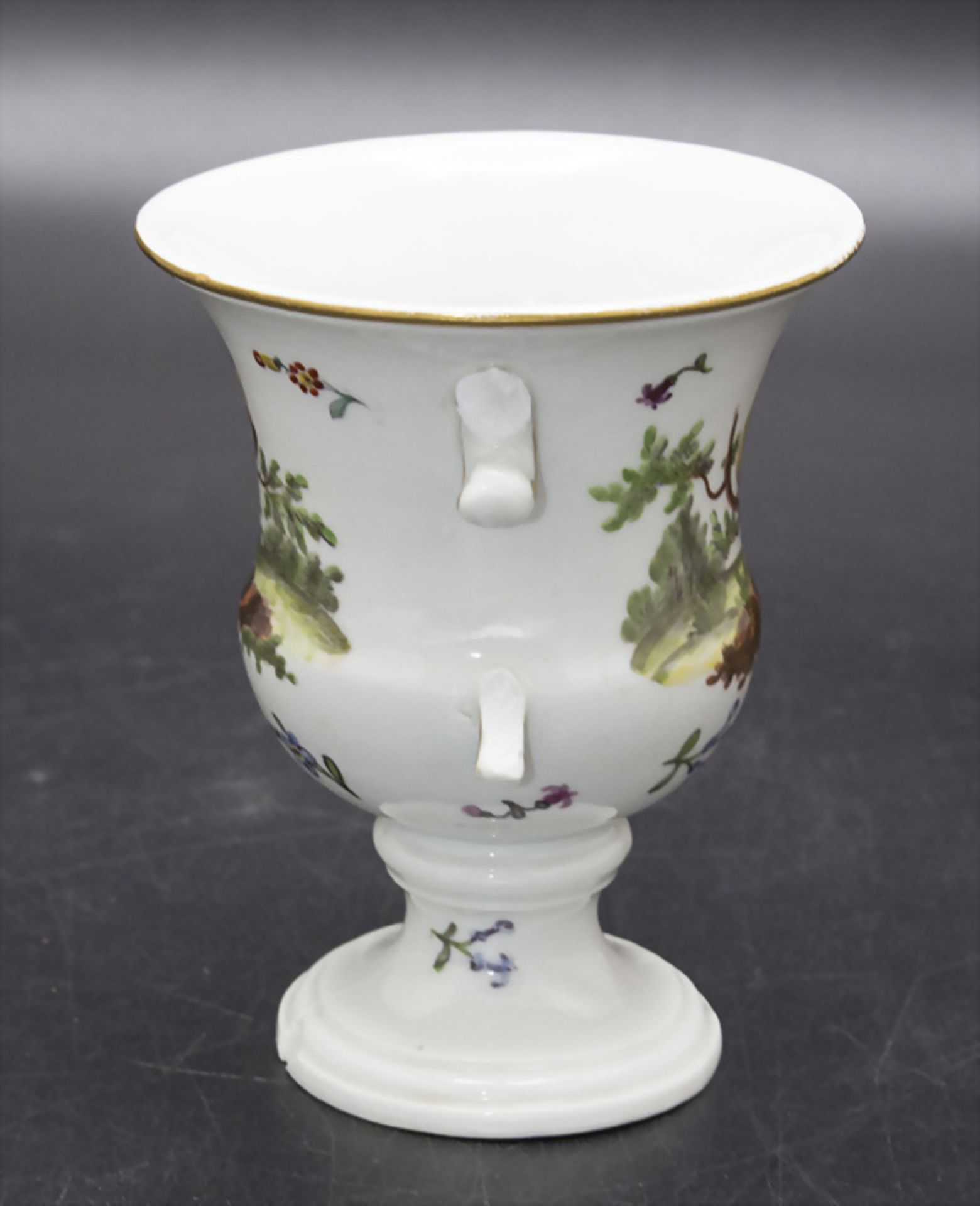 Kleine Kratervase mit Henkeln und Vogelmalerei / A small footed vase with handles and birds, ... - Image 4 of 5