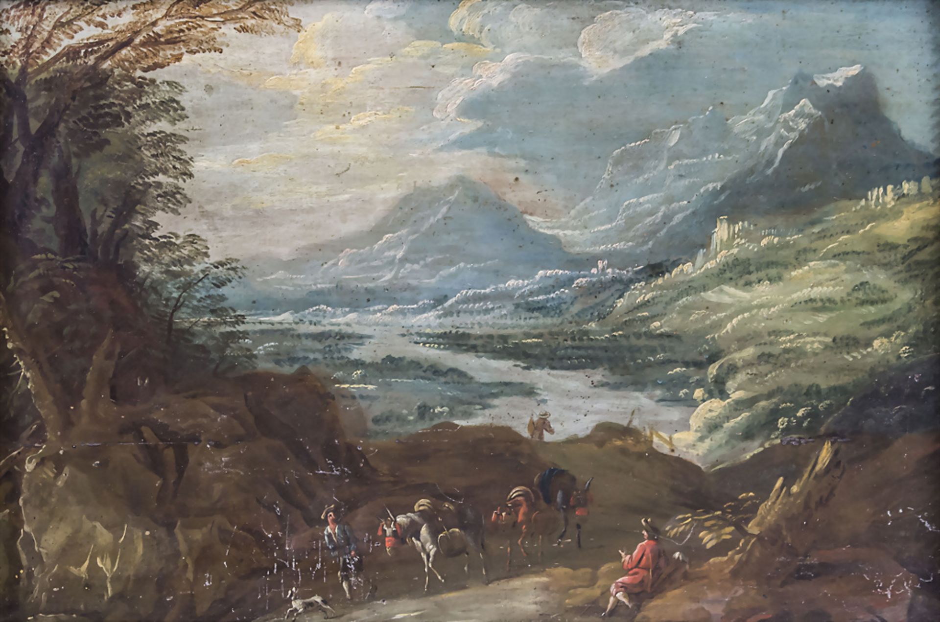 Joos de MOMPER (1564-1635), 'Weitläufige Berglandschaft mit Reisenden' / An extensive ...