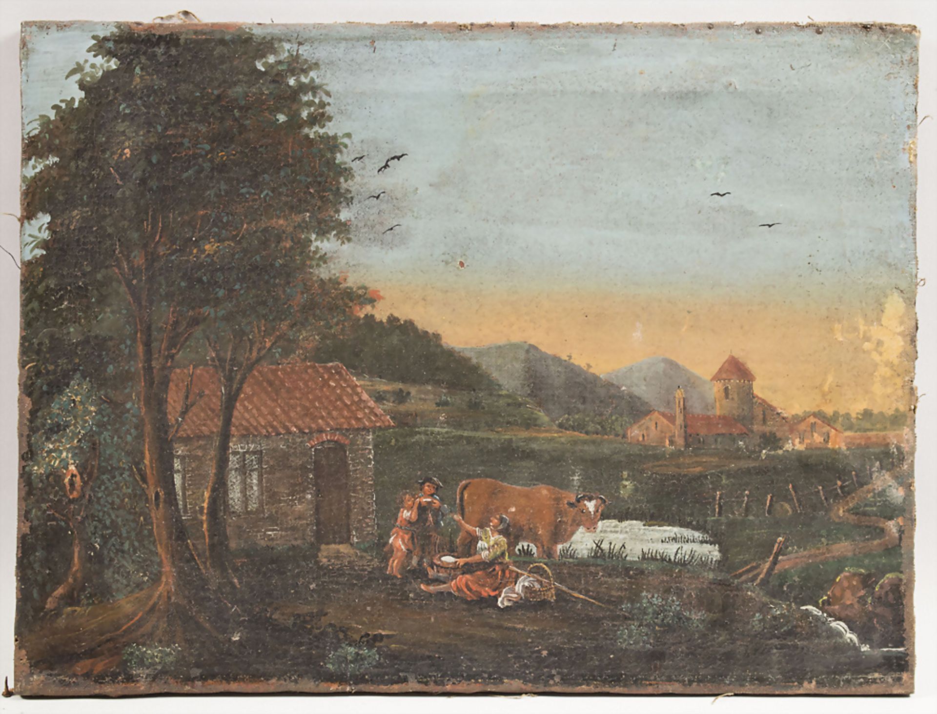 A.v. BORSSUM (ca.1629-1677), zugeschrieben, 'Landschaftsansicht in der Abenddämmerung' / ... - Image 2 of 3
