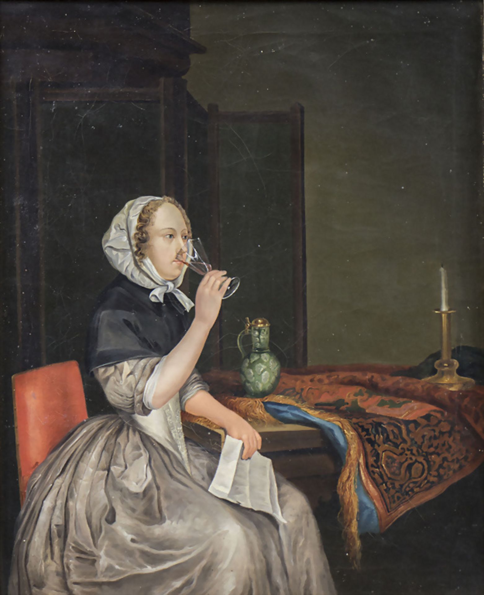 Gerard Ter Borch d. J.(1665), nach, 'Dame mit Weinglas' / after, 'A lady with wine glass', ...