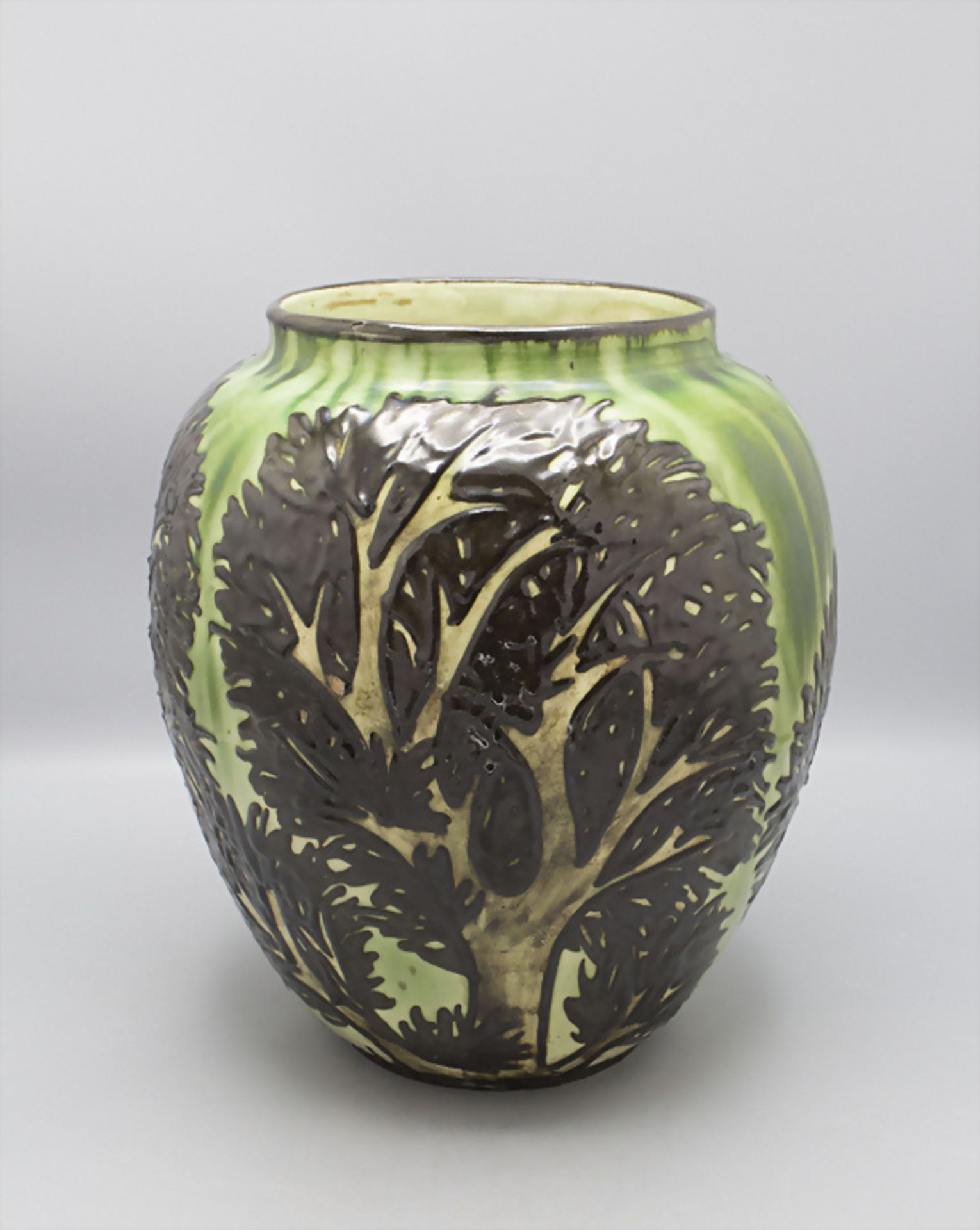 Jugendstil Majolika Vase 'Bäume' / An Art Nouveau majolica vase 'Trees', Max Laeuger, ... - Bild 2 aus 6