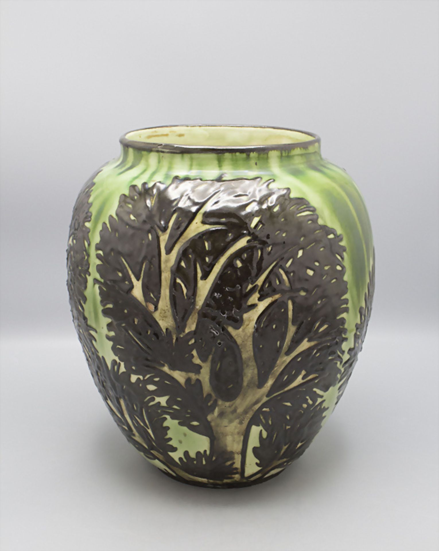 Jugendstil Majolika Vase 'Bäume' / An Art Nouveau majolica vase 'Trees', Max Laeuger, ... - Image 2 of 6