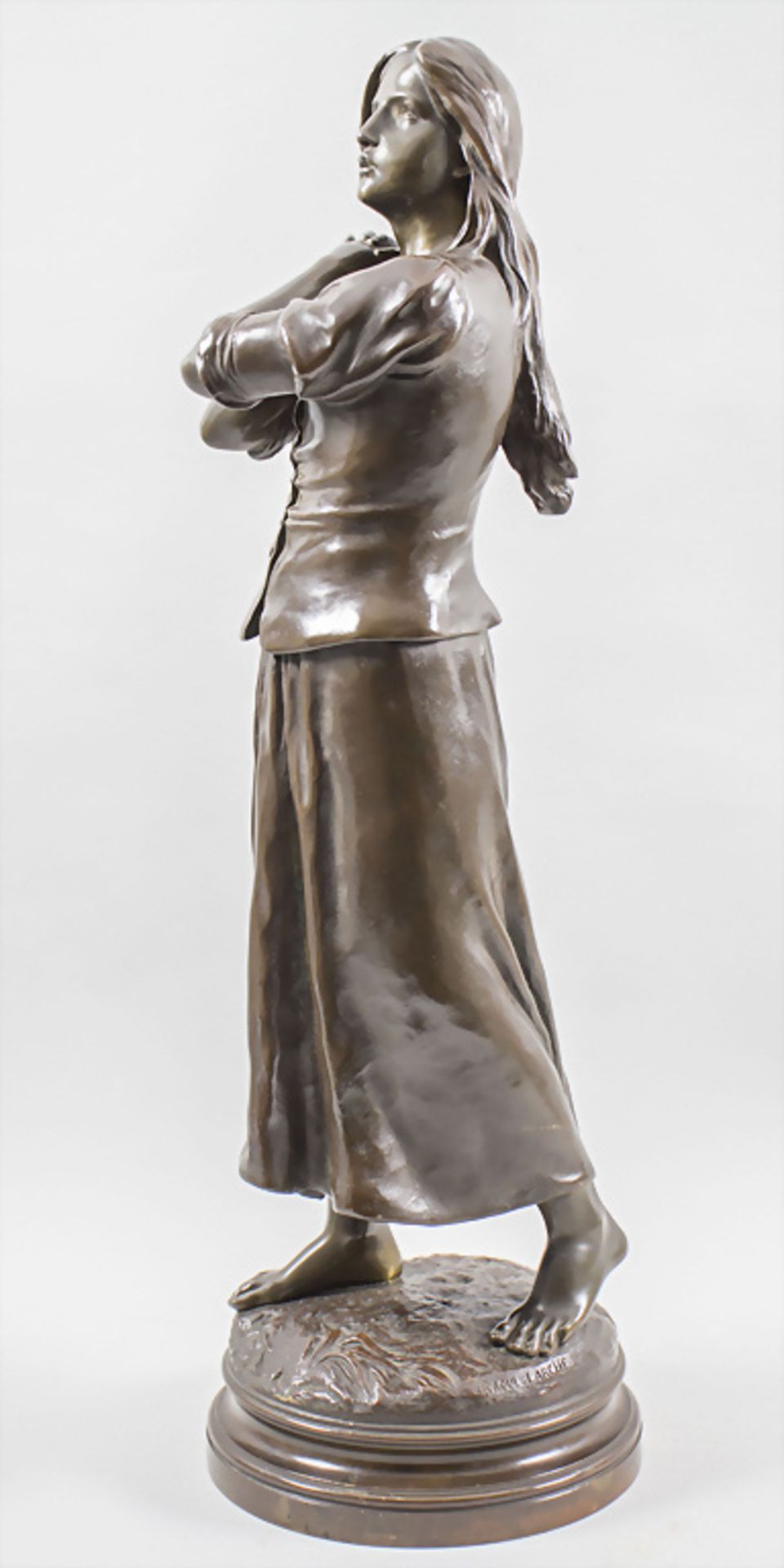 Jugendstil Frauenskulptur 'Jeanne D'Arc', Francois-Raoul Larche (1860-1912), um 1900 - Image 3 of 8