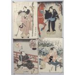 Vier japanische Holzschnitte / Four Japanese woodcuts, wohl Utagawa Kunisada, wohl Ende ...