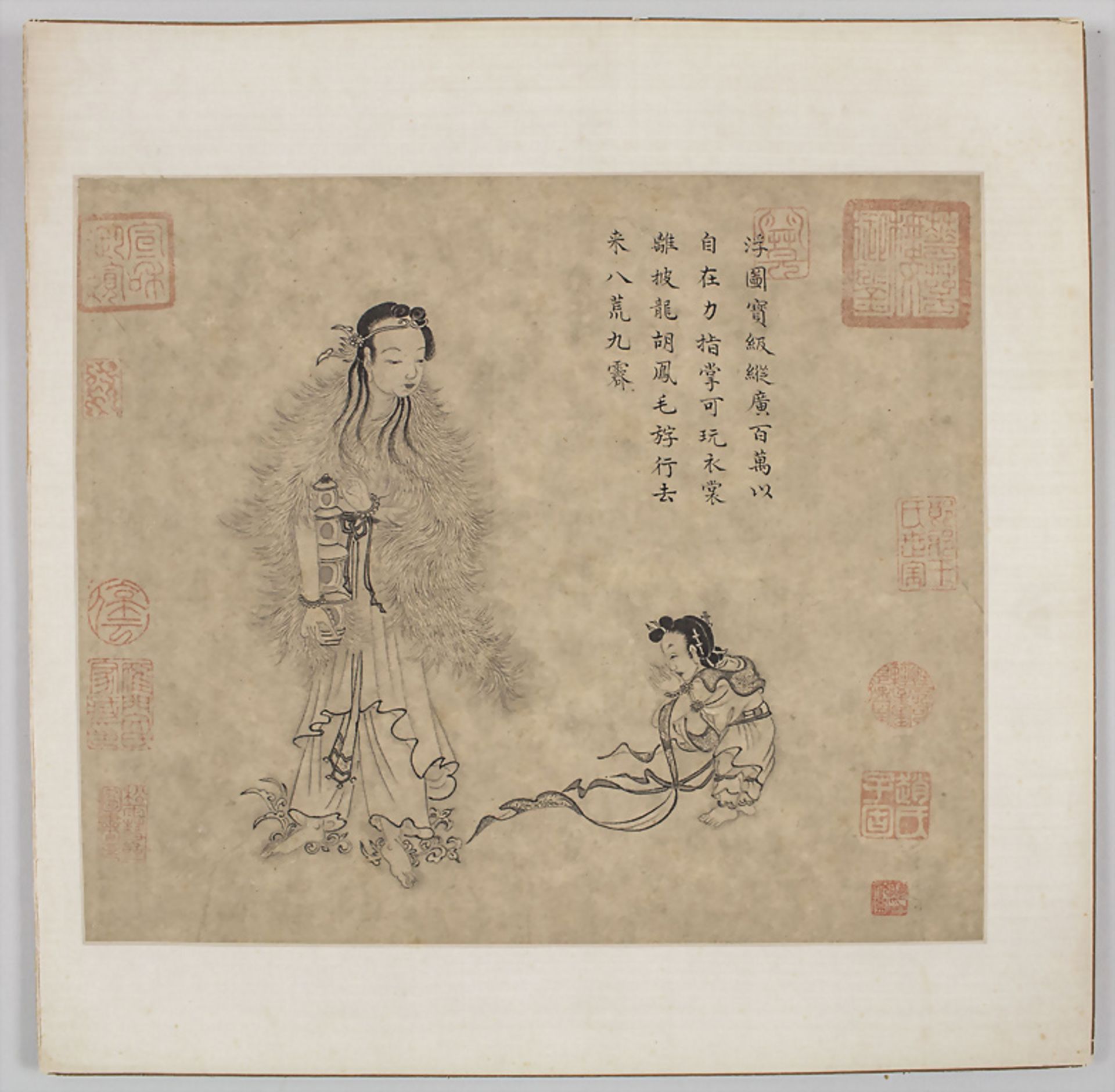 Mythologische Figurenstaffagen / Mythological figural depictions, China, Qing-Dynastie - Image 2 of 4