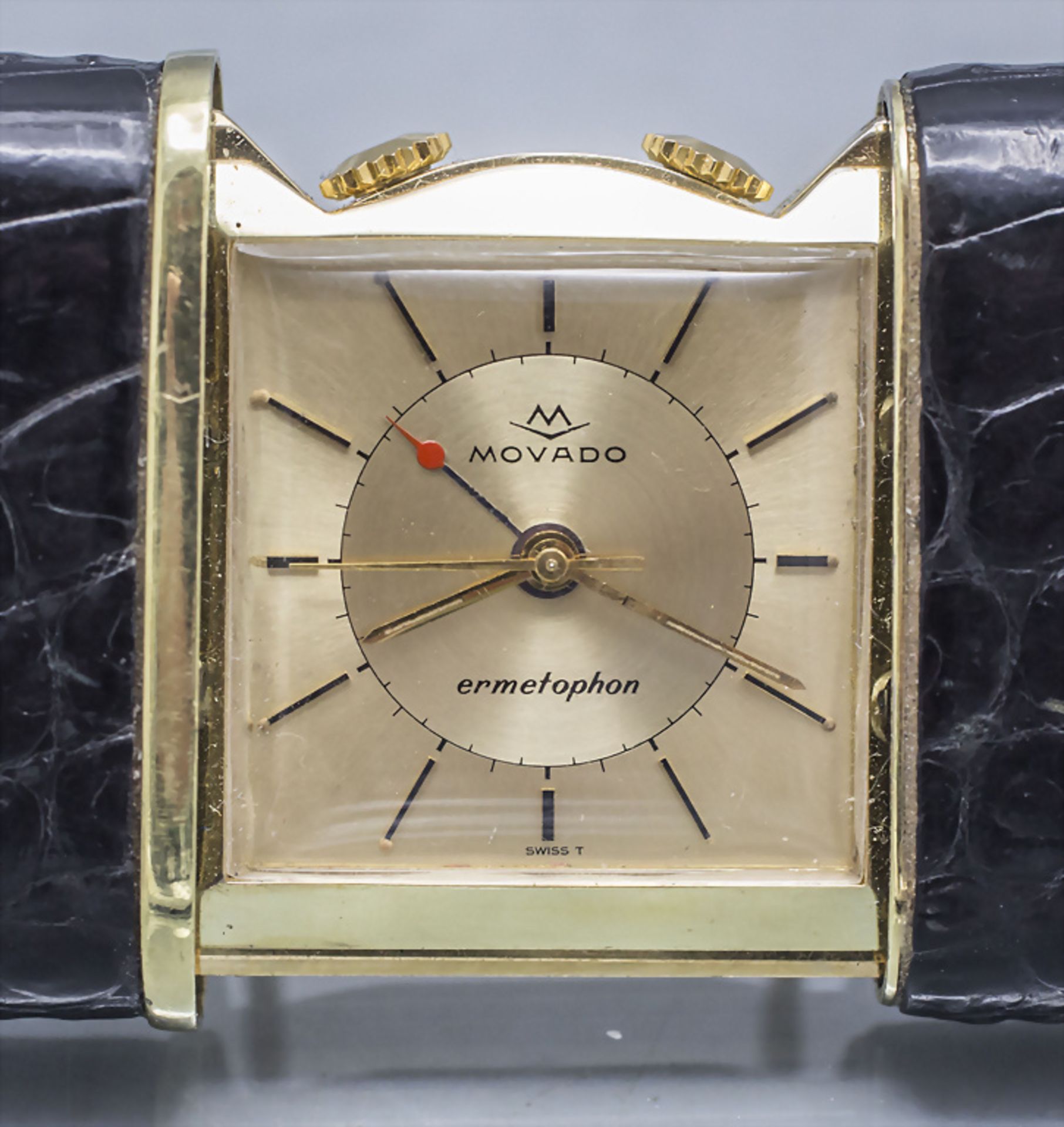 Reisewecker / A travel alarm clock, Movado, Swiss/Schweiz, um 1960 - Image 2 of 6