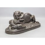 Antoine-Louis Barye (1795-1875), Kampf der Raubkatze mit Krokodil / Fight of the big cat with ...