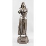 Jugendstil Frauenskulptur 'Jeanne D'Arc', Francois-Raoul Larche (1860-1912), um 1900