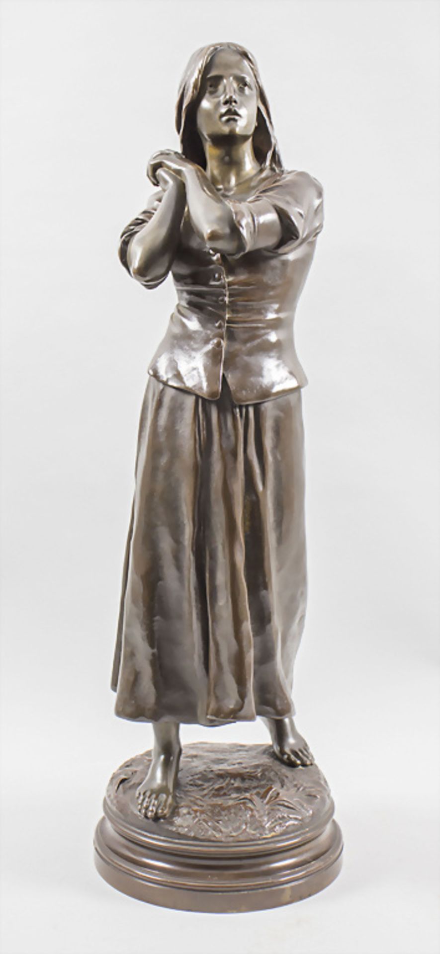 Jugendstil Frauenskulptur 'Jeanne D'Arc', Francois-Raoul Larche (1860-1912), um 1900