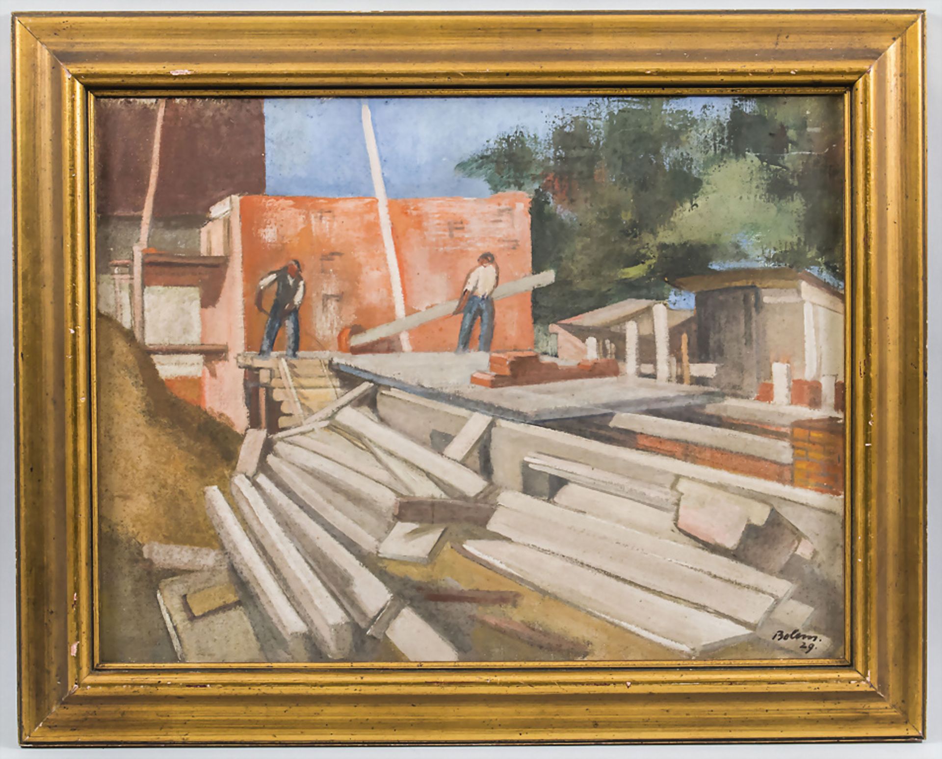 Ernest BOLENS (1881-1959), 'Beim Bohlenlegen' / 'Laying planks', Binningen, 1929 - Bild 2 aus 4