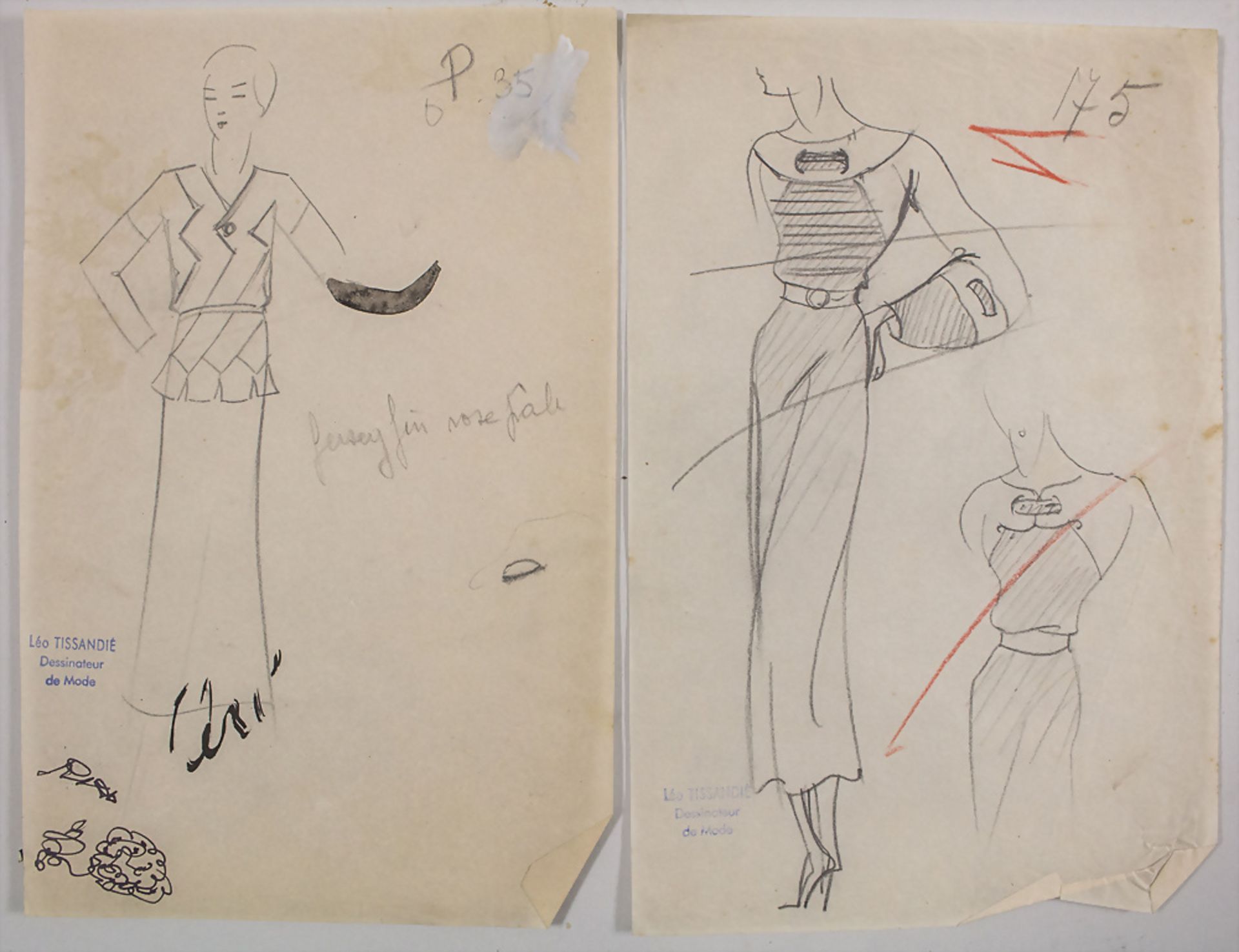 Léo TISSANDIÉ (Bessuéjouls 1888-1951 Paris), Konvolut Modezeichnungen, um 1930er Jahre - Bild 5 aus 5