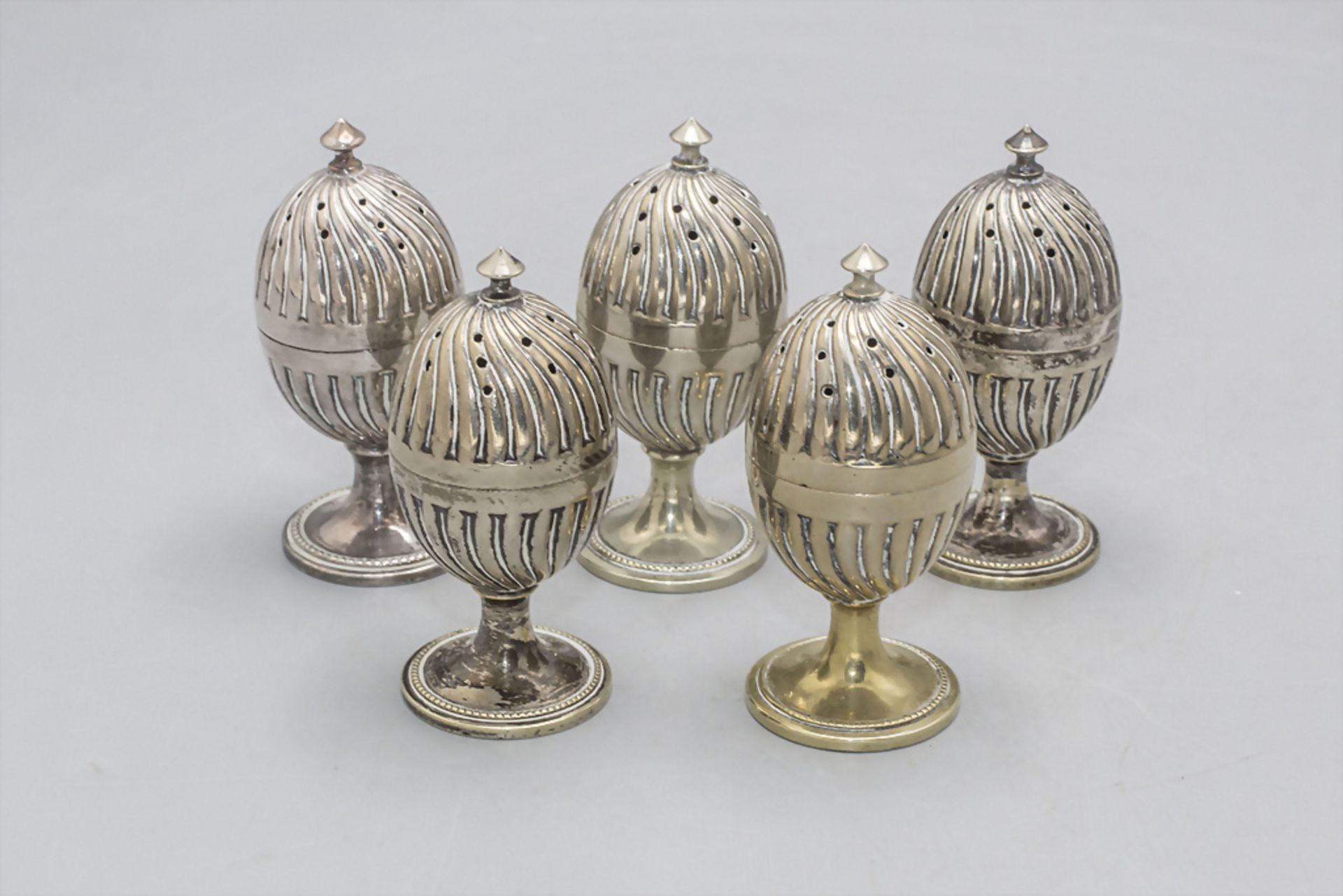 5 Salzstreuer / 5 plated salt shakers, WMF, Geislingen, um 1890