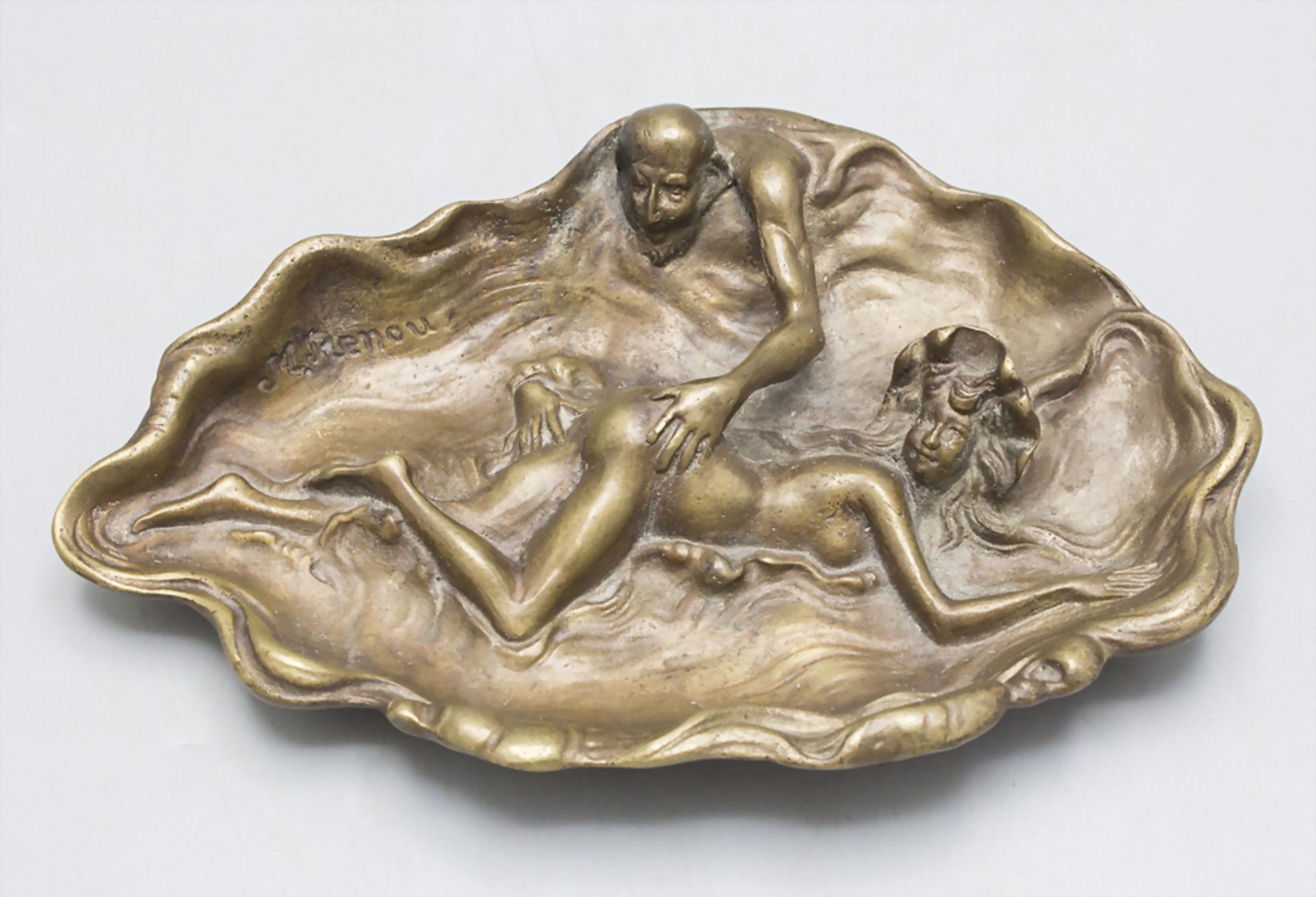 Erotische Jugendstil Bronzeschale / An erotic Art Nouveau vide poche, M. Renou, Frankreich, um 1900