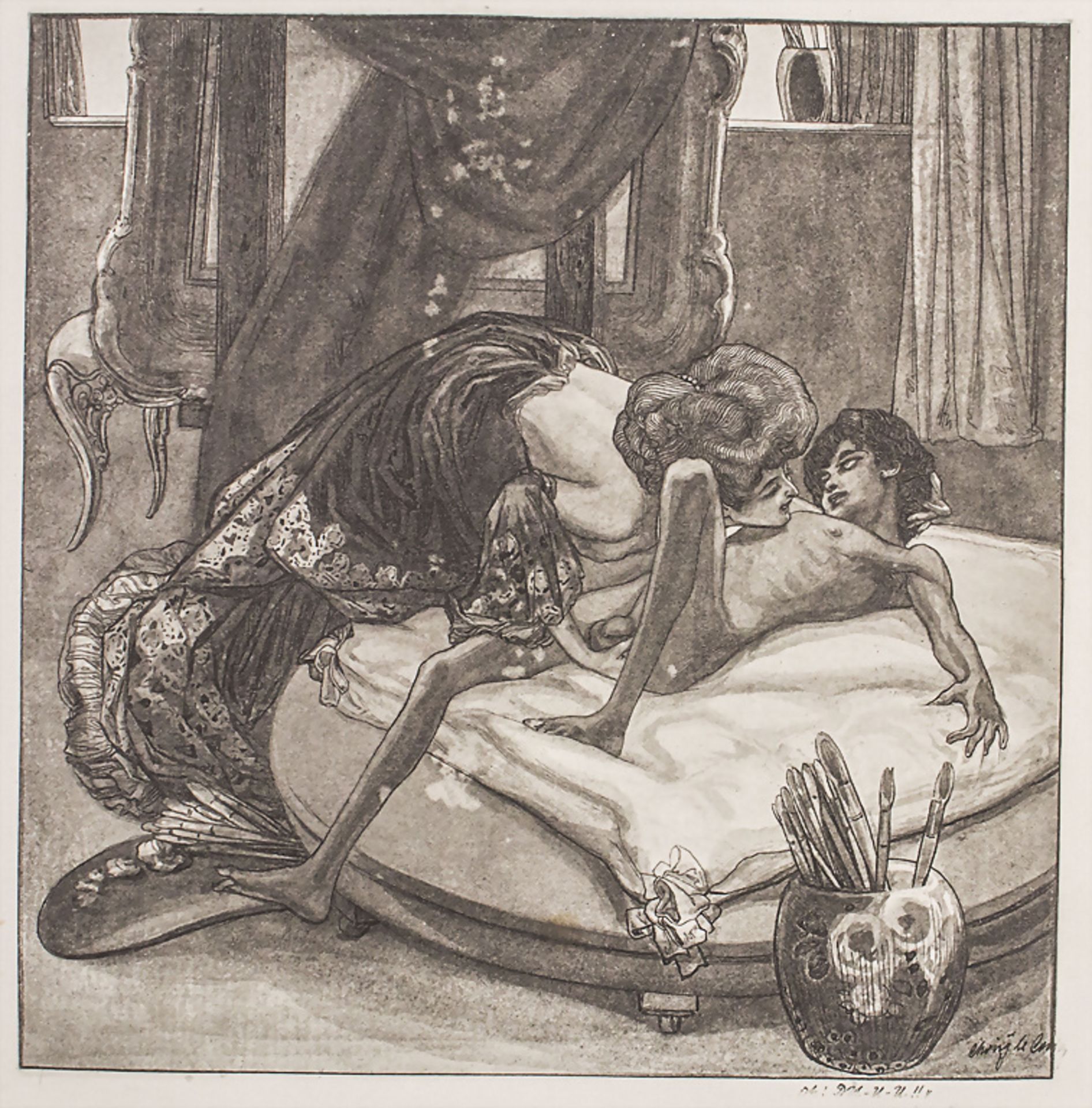 Franz VON BAYROS (1866-1924), Konvolut 6 erotische Grafiken / A collection of six erotic ... - Image 6 of 9