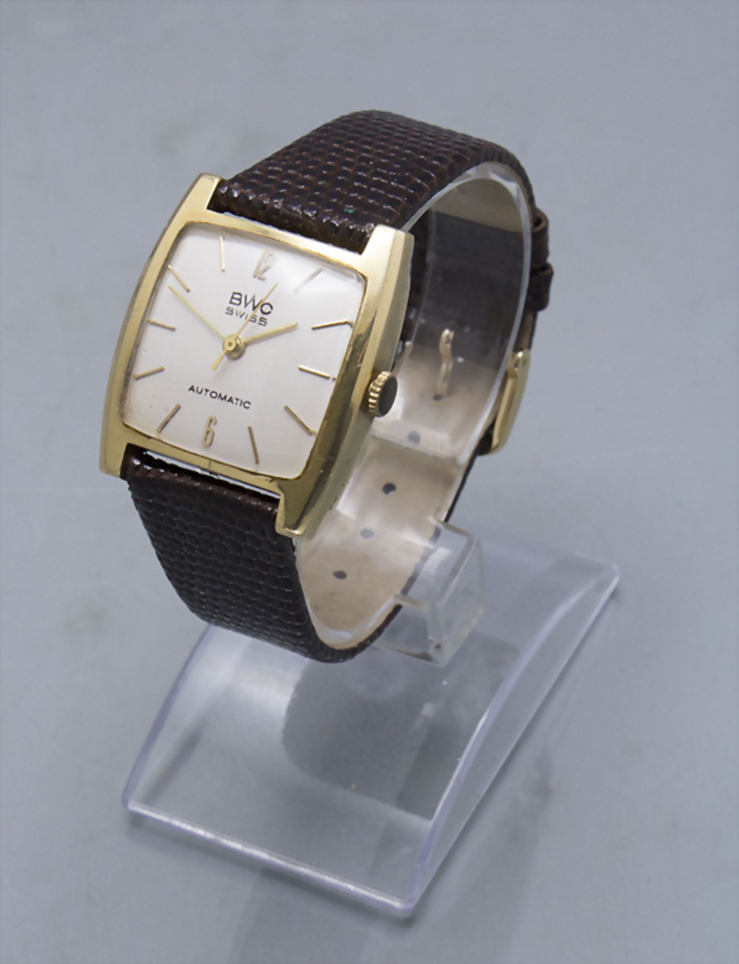 Herrenarmbanduhr / A 14 ct gold men's wristwatch, Buttes Watch Co. BWC, Swiss, um 1965 - Bild 2 aus 4