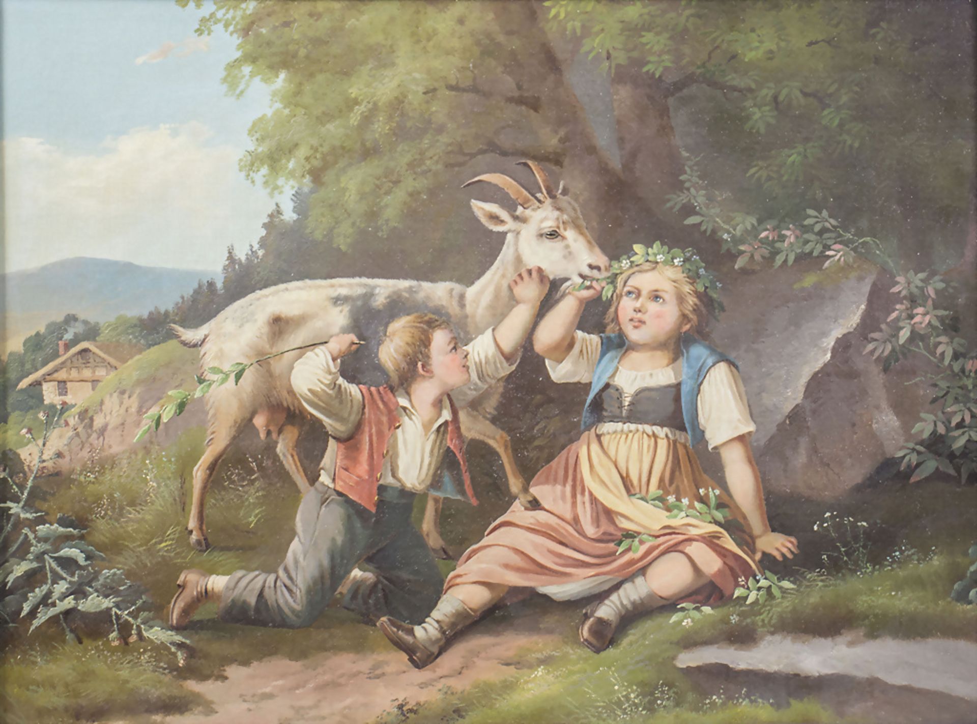 Rudolf GAUPMANN (1815-1877), 'Kinder mit Ziege' / 'Children with goat'