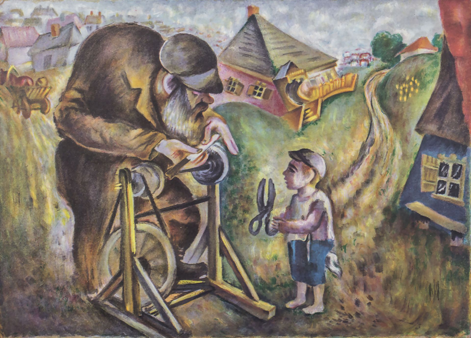 Issachar Ber RYBACK (1897-1937), 'Beim Messerschleifer' / 'At the knife grinder'