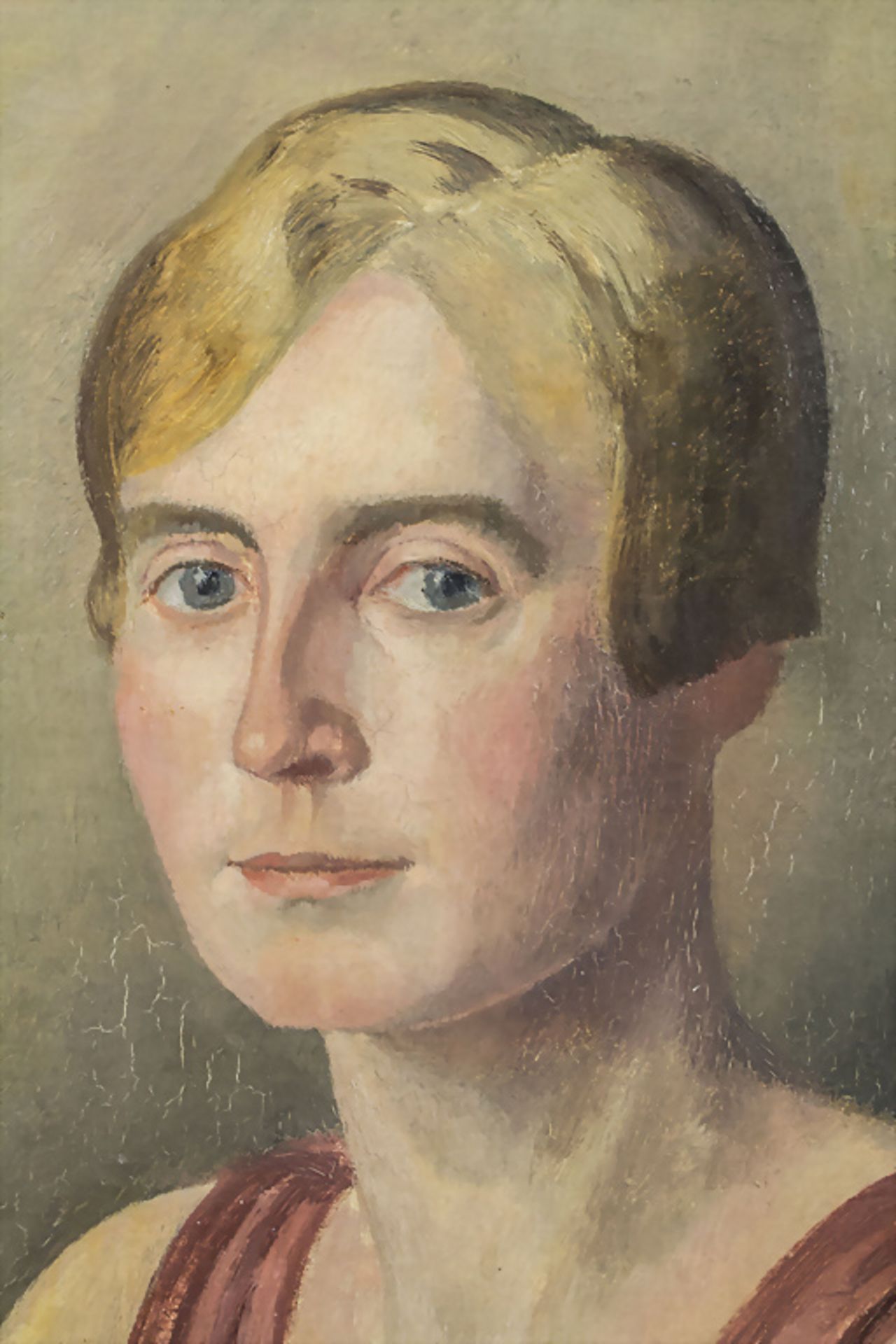 Gottfried GRAF (1881-1938 Stuttgart), Mädchenporträt mit Fächer im Stil der neuen Sachlichkeit - Bild 4 aus 5