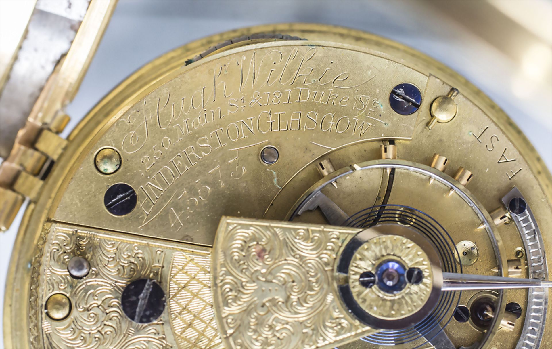 Offene Taschenuhr / An 18 ct gold open faced pocket watch, Hugh Wilkie, Glasgow, um 1900 - Bild 4 aus 8