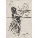Max SLEVOGT (1868-1932), 'Dame mit Tablett und rauchendem Herren' / 'Lady with a tray and a ...