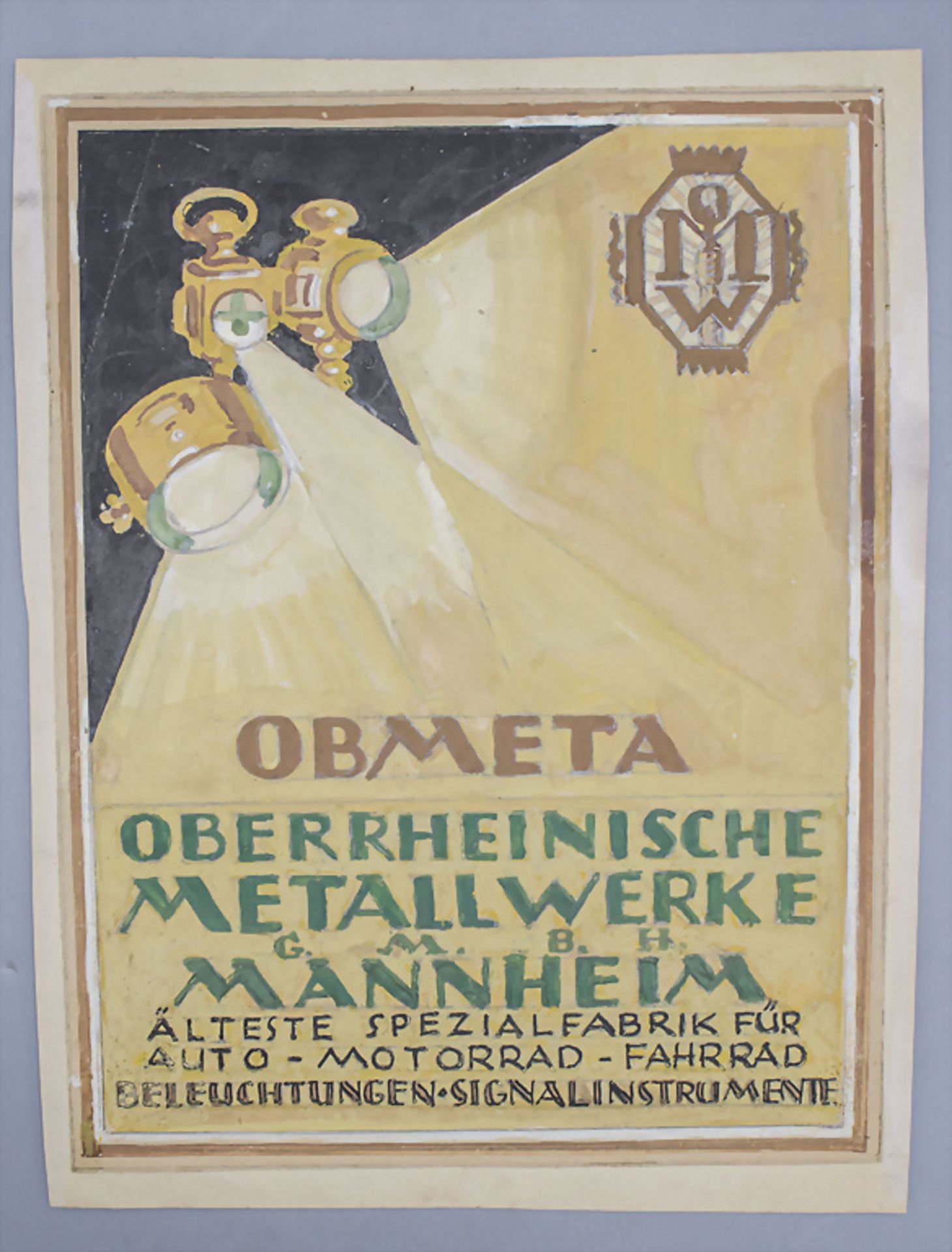 Werner VON PIGAGE (1888-1959), Plakatentwurf 'OBMETA' / Poster design 'OBMETA', 1920er Jahre