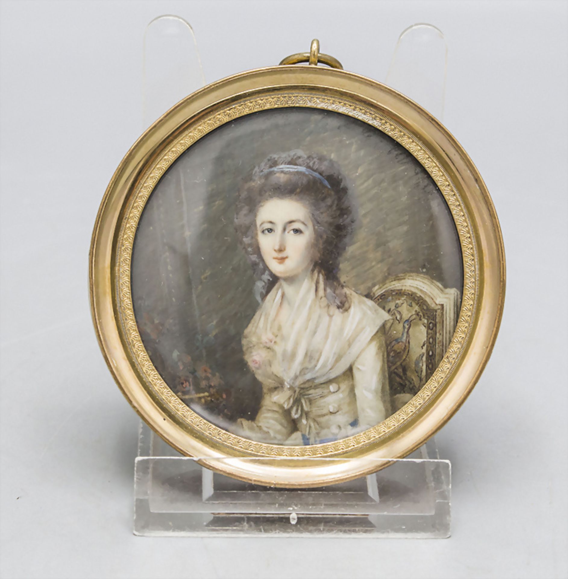 Miniatur Porträt einer jungen Rokoko Dame / A miniature portrait of a young Rococo lady, ...