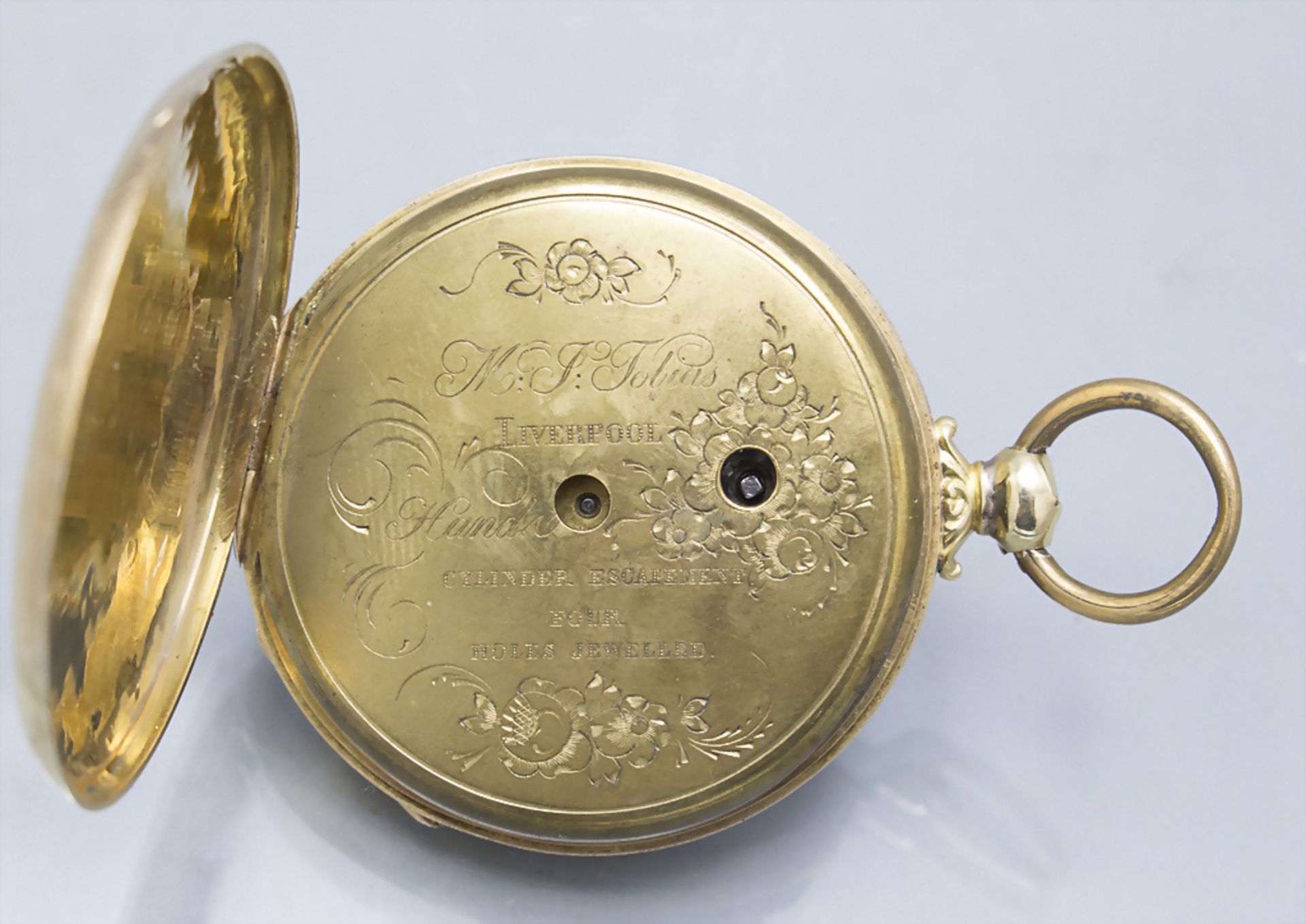 Offene Taschenuhr / An 18 ct gold open face pocket watch, M.J. Tobias, Liverpool, um 1900 - Bild 7 aus 7