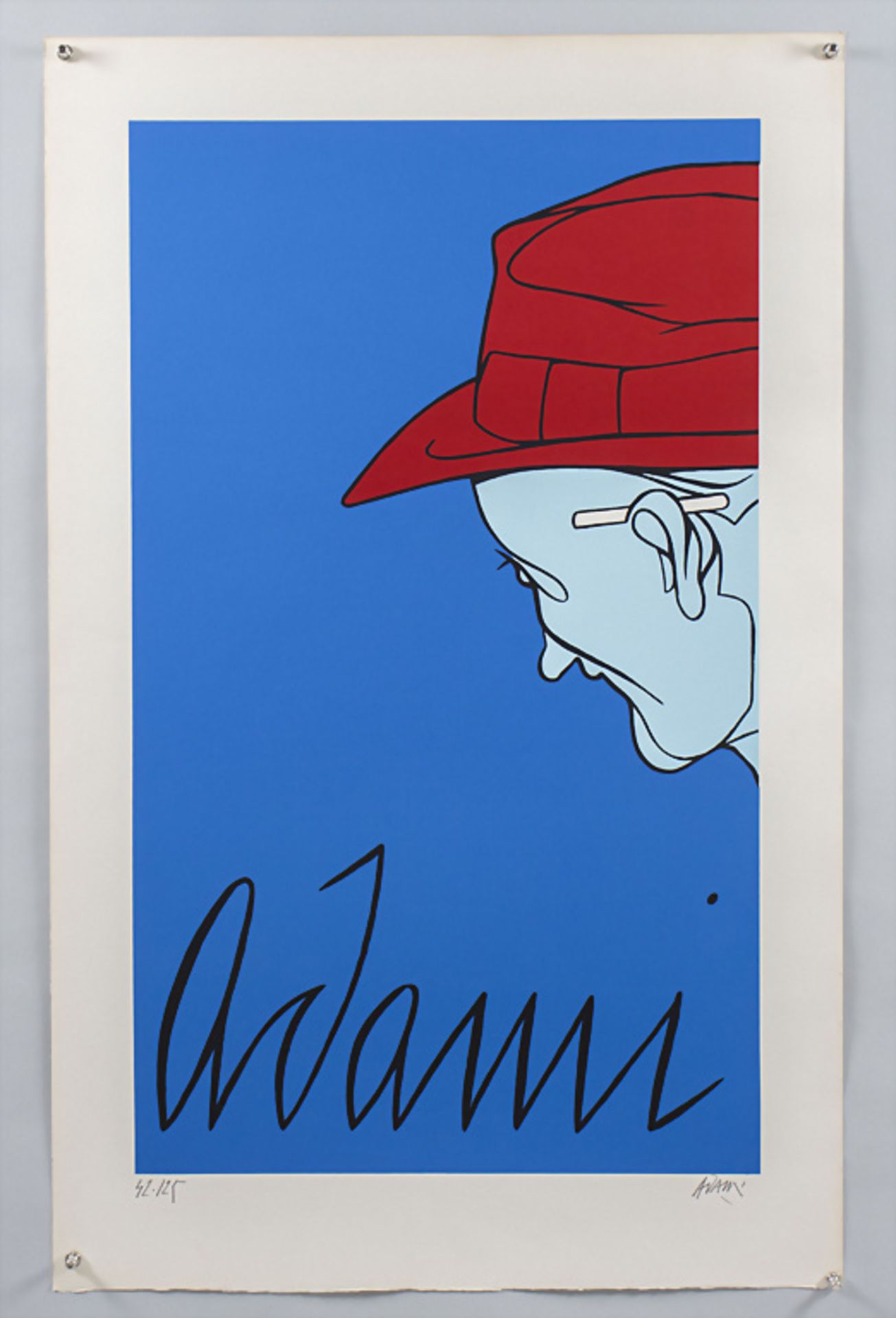 Valerio ADAMI (*1935), 'Mann mit rotem Hut' / 'A man in a red hat' - Image 2 of 6