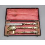 3 Teile Besteck im Etui / 3 pieces of silver cutlery in a box, Joseph Henry, Paris, 1841-1846