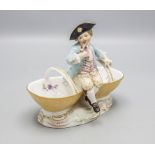 Doppelgewürzschälchen mit Knabe / A double open salt with a boy, Meissen, um 1860