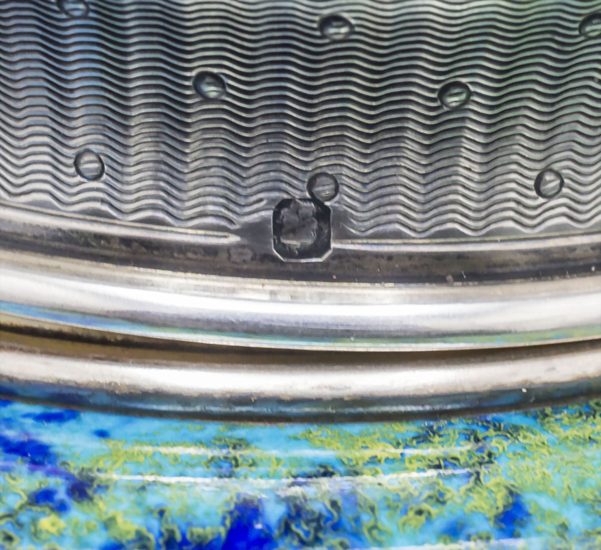 Blaue Jugendstil Teedose mit Silberdeckel / A blue Art Nouveau tea caddy with silver lid, Paul ... - Bild 5 aus 5