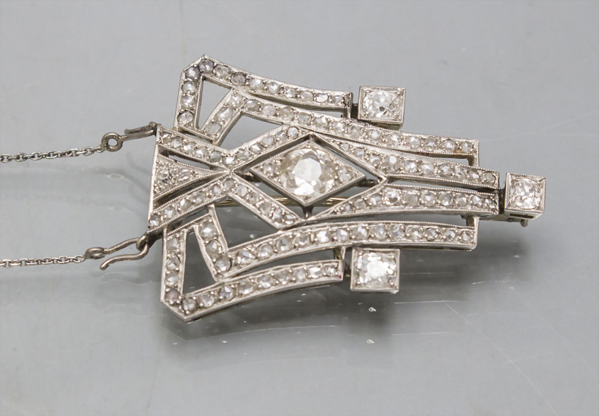 Art Déco Anhänger und/oder Brosche / A 18 ct platinum gold pendant and/or brooch, Frankreich, ... - Bild 3 aus 5