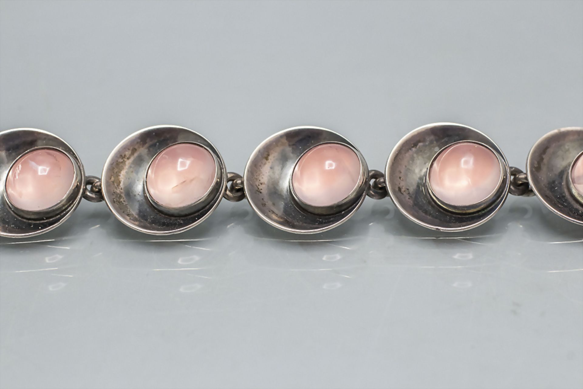 Silber Armband mit Rosenquarz / A silver bracelet with rose quartz, Nils Erik From, Dänemark, ... - Bild 3 aus 5