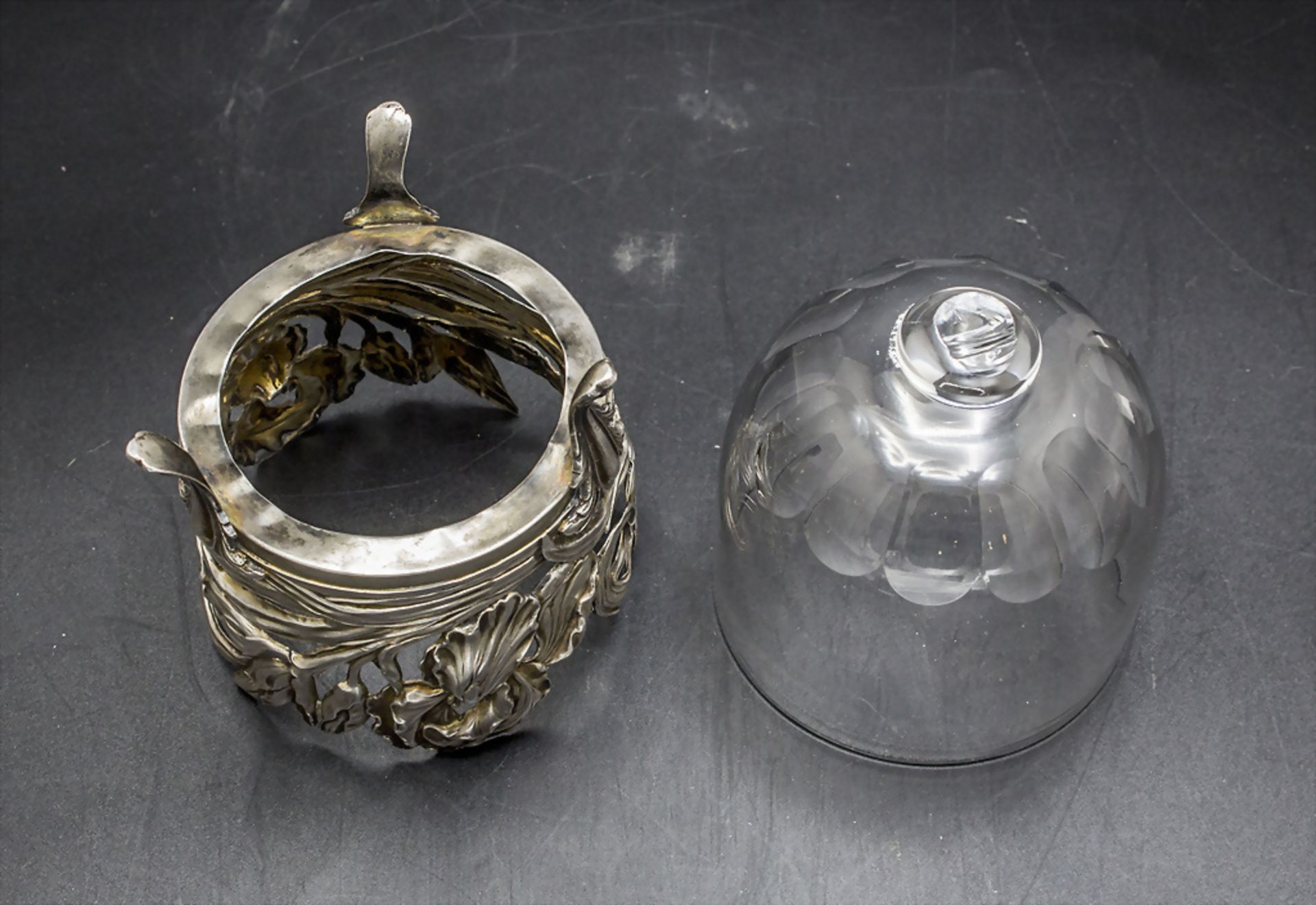 Jugendstil Silberstand mit Glaseinsatz / An Art Nouveau vase with silver mount, Henri Lapeyre, ... - Bild 3 aus 3