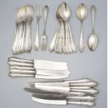 Silberbesteck für 12 Personen / 36 pieces of silver cutlery, Lutz & Weiss, Pforzheim, um 1930