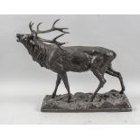 Bronzeplastik 'Röhrender Hirsch - 10-Ender' / Bronze sculpture of a roaring deer