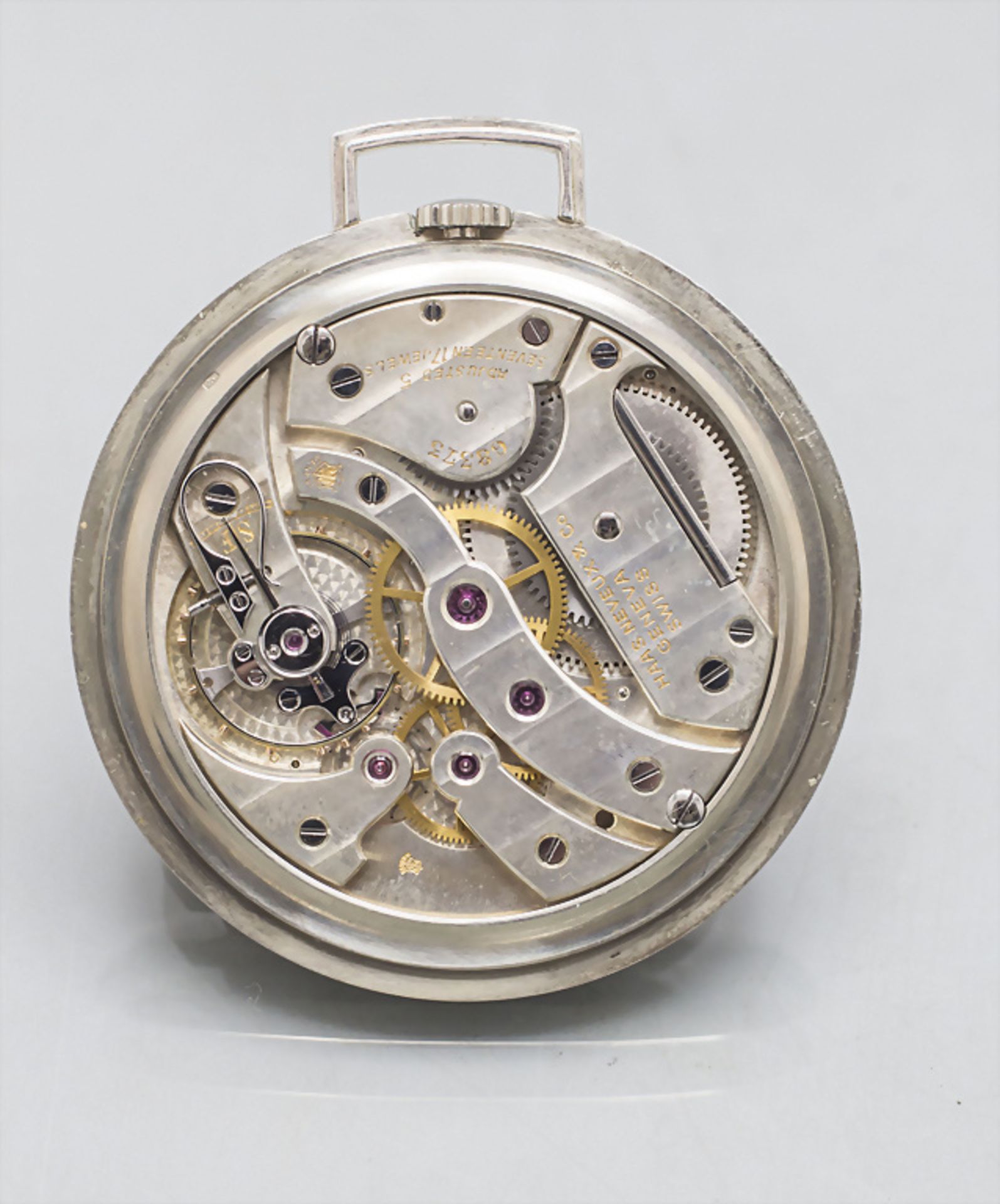 Offene Art Déco Taschenuhr - Regulator / An 18 ct gold open faced watch, Haas Neveux & Co., ... - Bild 2 aus 7