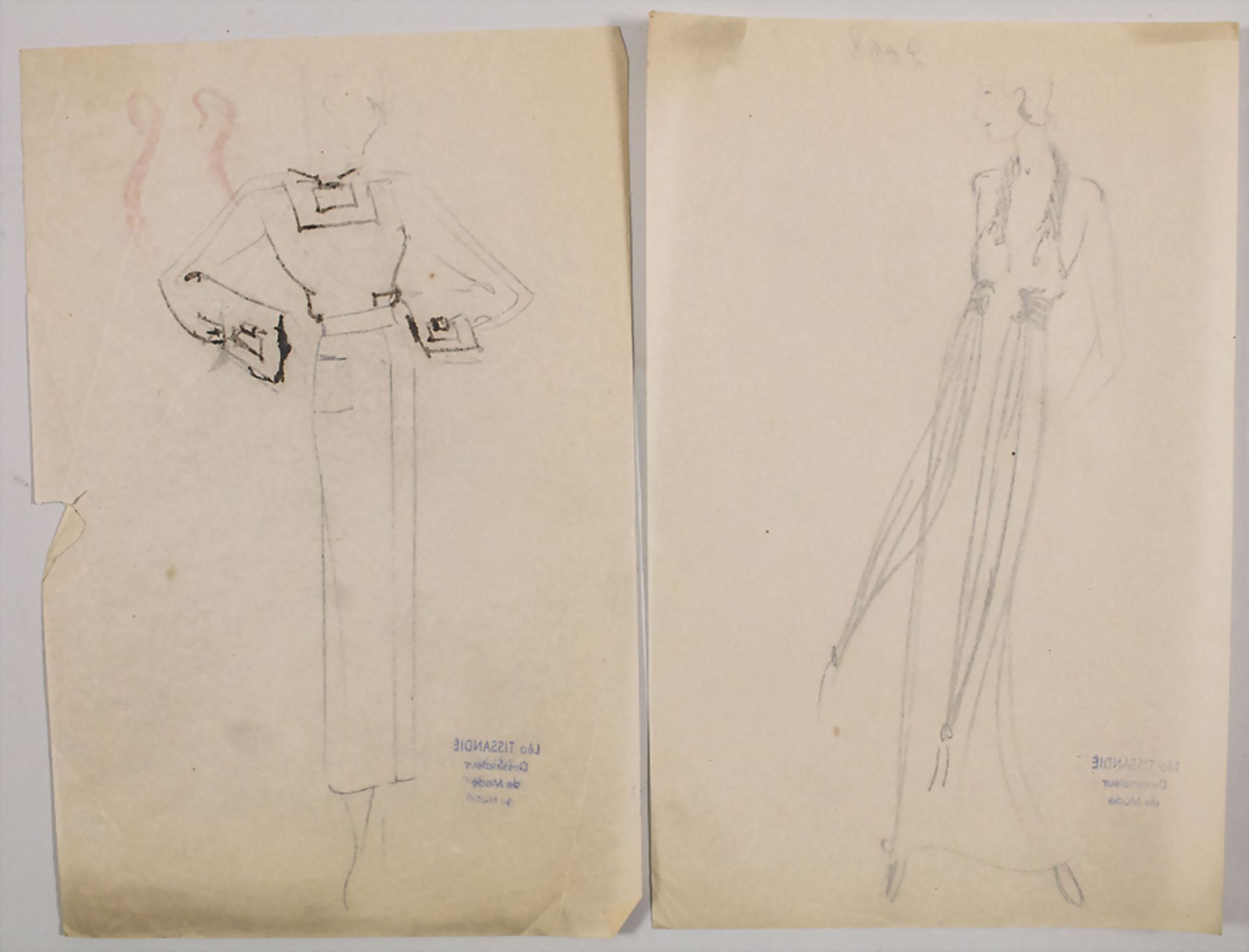 Léo TISSANDIÉ (Bessuéjouls 1888 - 1951 Paris), Konvolut Modezeichnungen, um 1920-30er Jahre - Bild 3 aus 4