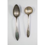 Ragoutlöffel und Kelle / A silver ragout spoon and a ladle, Johannes Gemza, ...