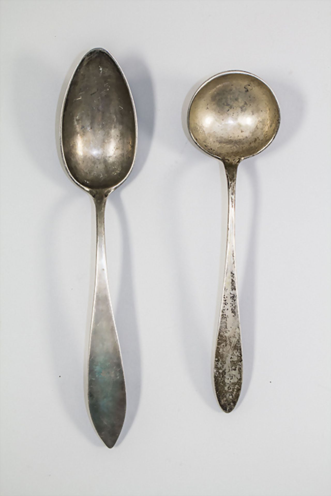 Ragoutlöffel und Kelle / A silver ragout spoon and a ladle, Johannes Gemza, ...