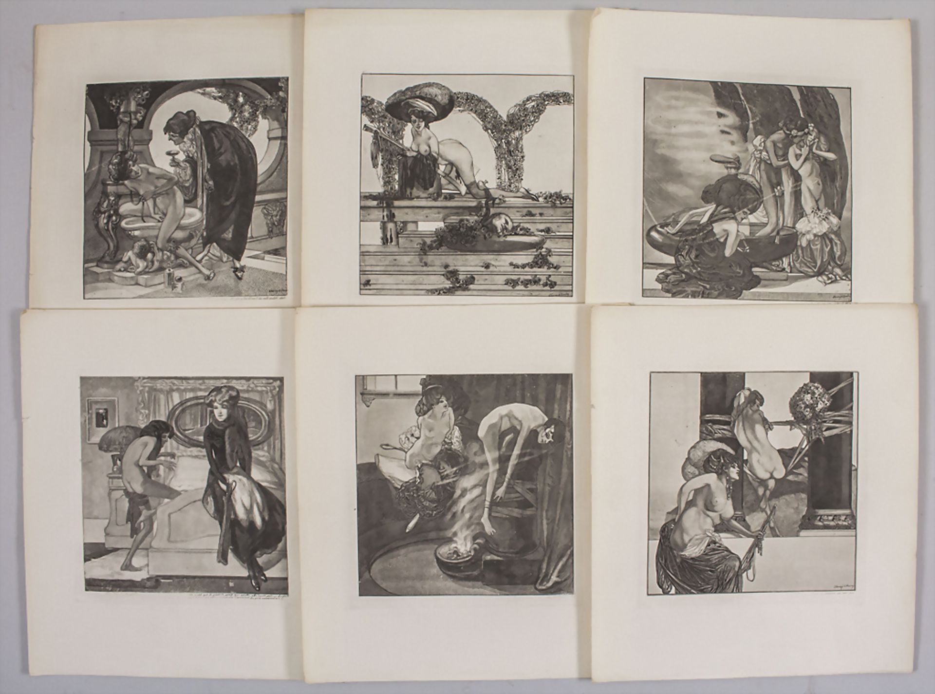 Franz VON BAYROS (1866-1924), Konvolut 6 erotische Grafiken / A collection of six erotic ...