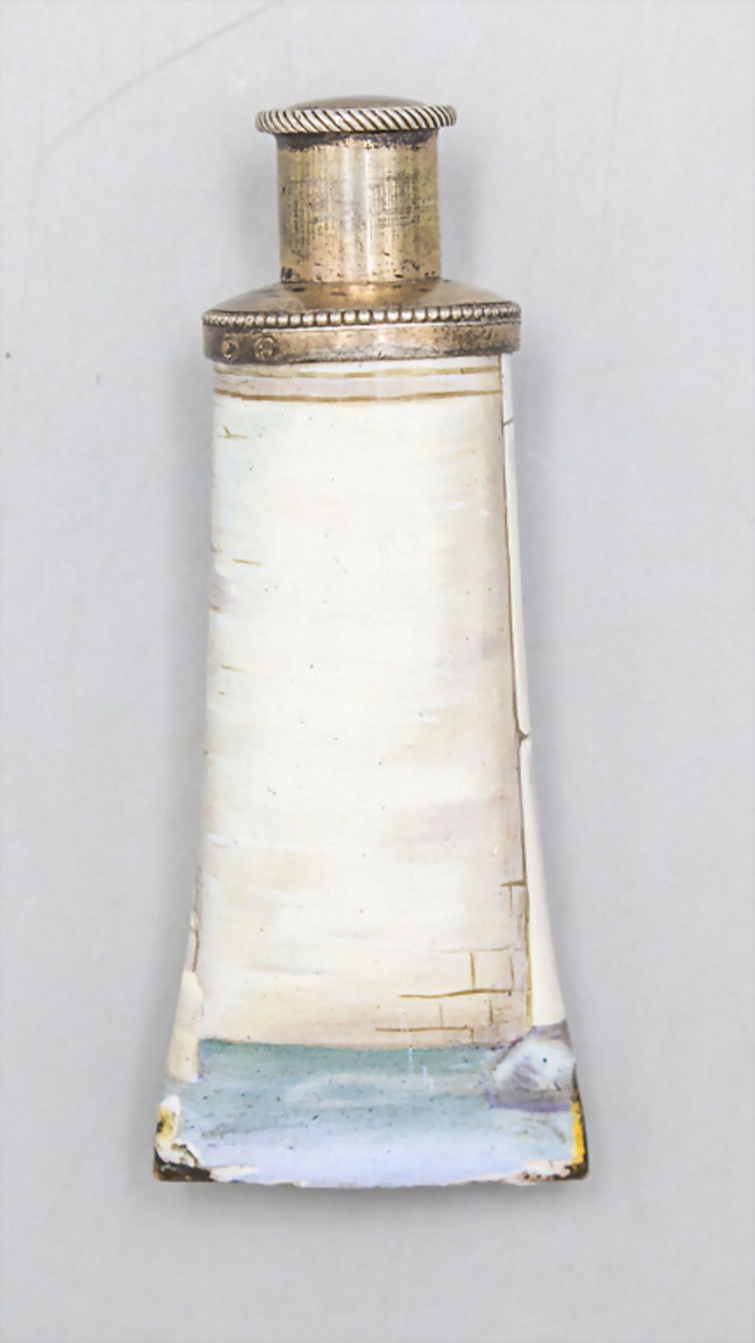 Miniatur Parfümflakon in Form einer Tube / A miniature enamelled tube shaped silver perfume ... - Image 3 of 5