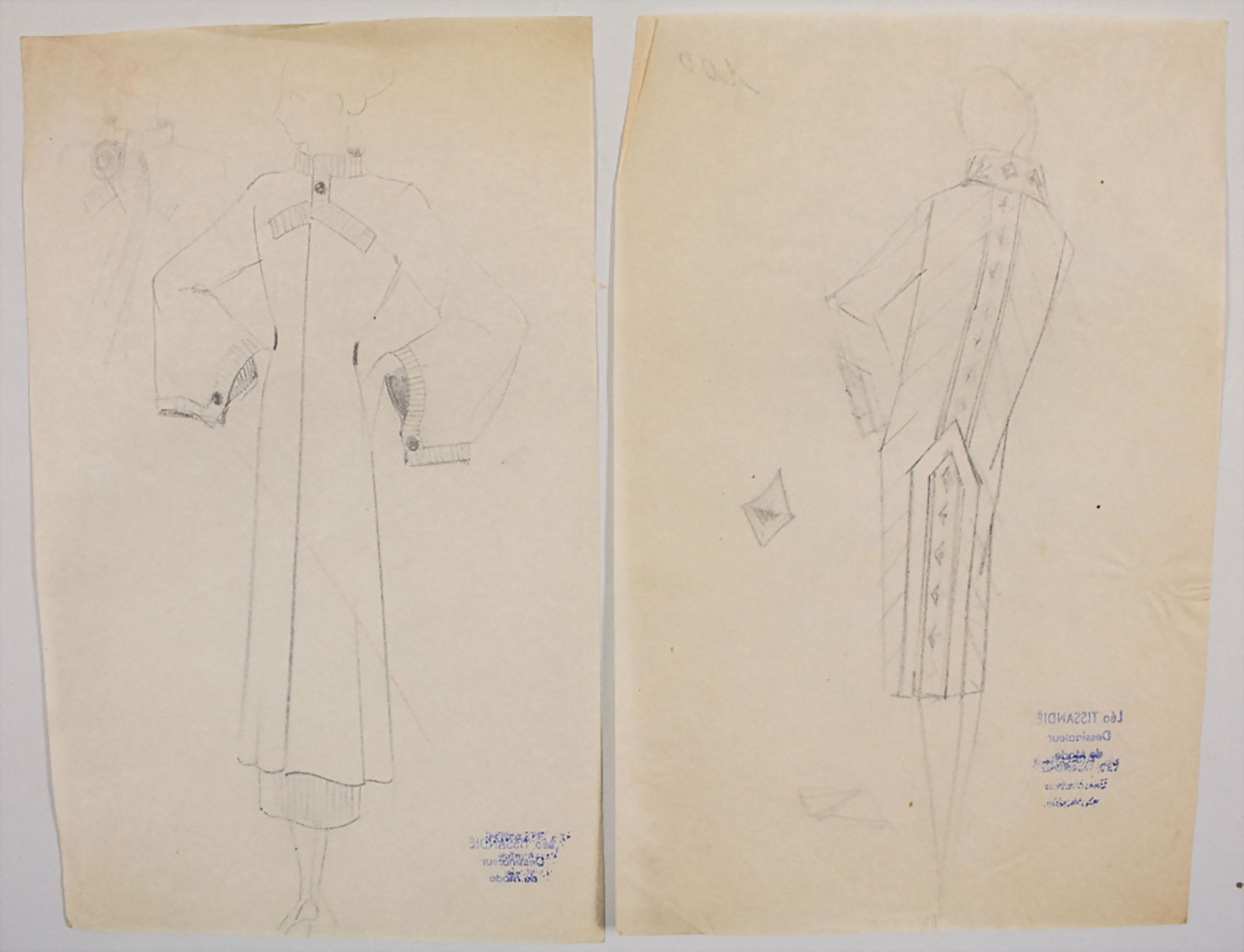 Léo TISSANDIÉ (Bessuéjouls 1888 - 1951 Paris), Konvolut Modezeichnungen, um 1930er Jahre - Bild 3 aus 4