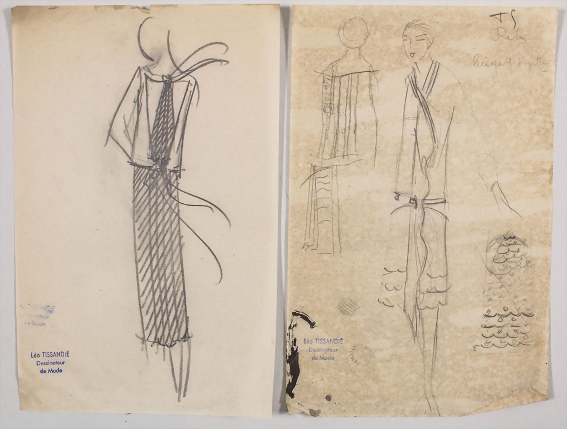 Léo TISSANDIÉ (Bessuéjouls 1888 - 1951 Paris), Konvolut Modezeichnungen, um 1930er Jahre - Image 4 of 4
