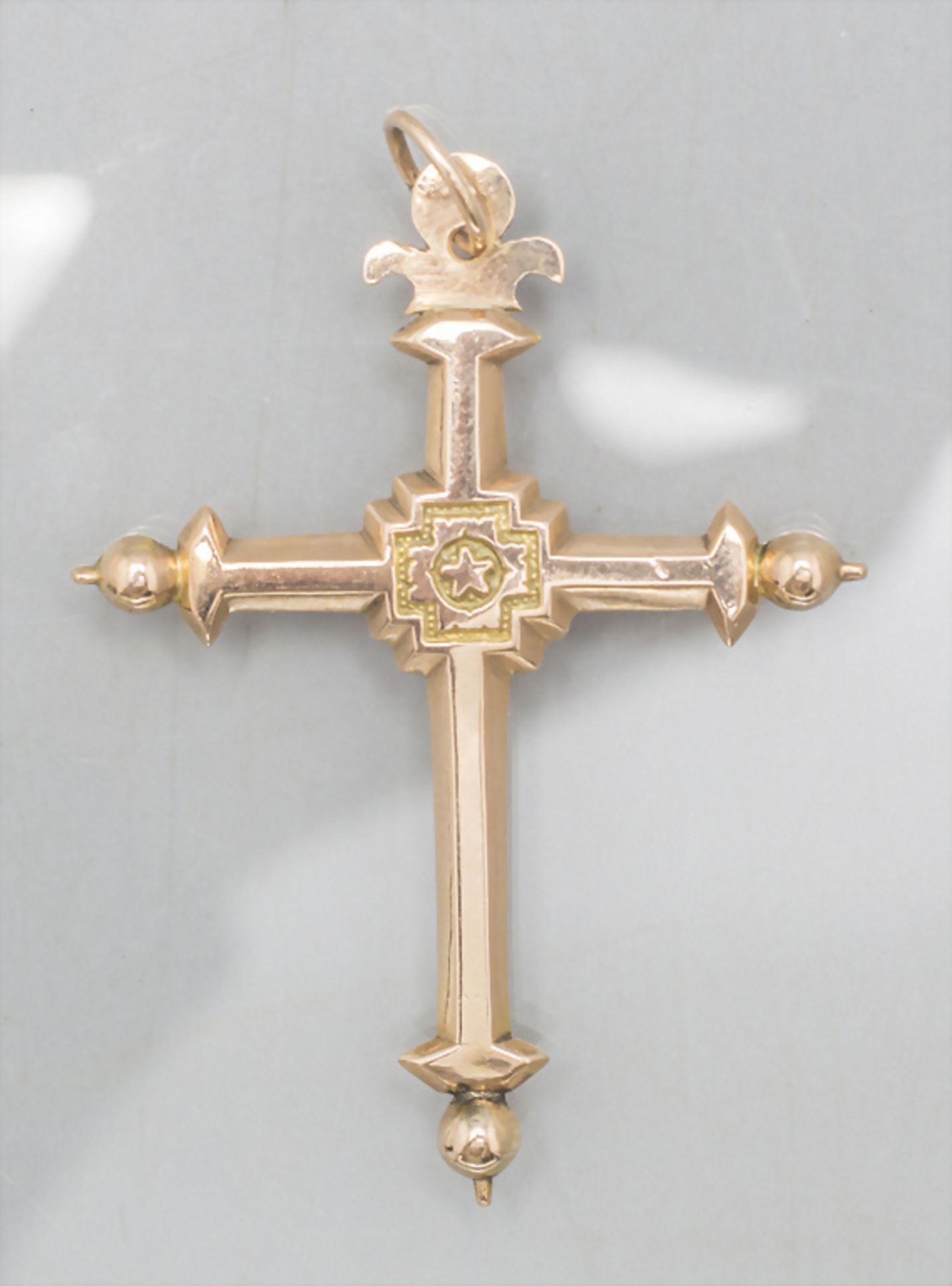 Kreuzanhänger / An 18 ct gold cross pendant, Frankreich, 19. Jh.