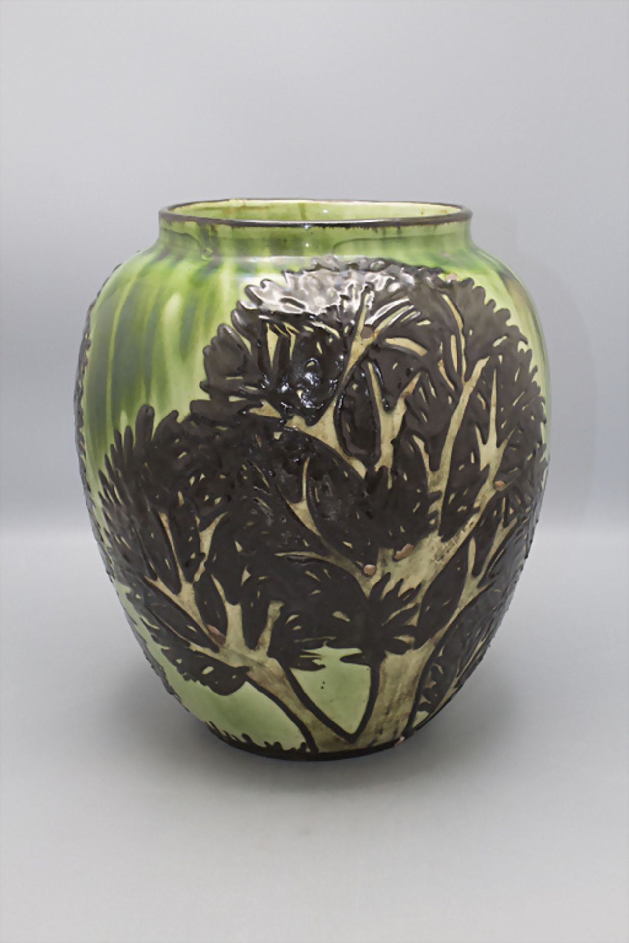 Jugendstil Majolika Vase 'Bäume' / An Art Nouveau majolica vase 'Trees', Max Laeuger, ... - Bild 5 aus 6
