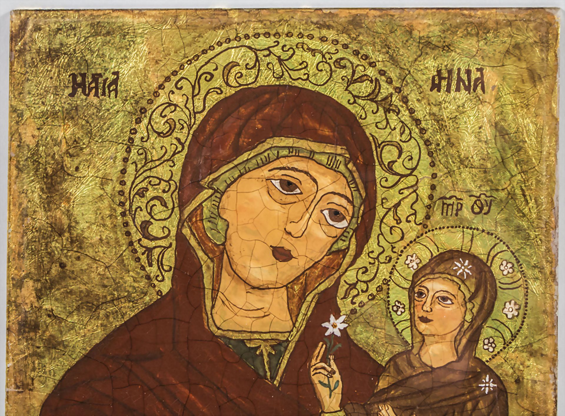 Hinterglasbild Ikone 'Heilige Anna mit Maria' / Behind glass Icon 'Holy Anna with Mary' - Image 2 of 4